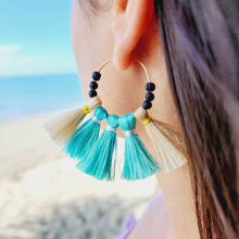 Load image into Gallery viewer, READY TO SHIP Vau and Lava Stone Hoop Earrings - 14k Gold Fill FJD$ - Adorn Pacific - Earrings