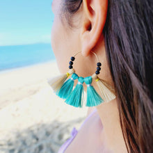 Load image into Gallery viewer, READY TO SHIP Vau and Lava Stone Hoop Earrings - 14k Gold Fill FJD$ - Adorn Pacific - Earrings