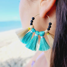 Load image into Gallery viewer, READY TO SHIP Vau and Lava Stone Hoop Earrings - 14k Gold Fill FJD$ - Adorn Pacific - Earrings