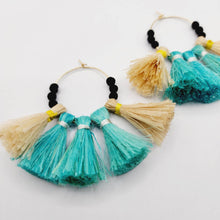 Load image into Gallery viewer, READY TO SHIP Vau and Lava Stone Hoop Earrings - 14k Gold Fill FJD$ - Adorn Pacific - Earrings