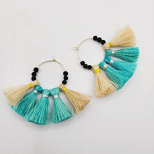 Load image into Gallery viewer, READY TO SHIP Vau and Lava Stone Hoop Earrings - 14k Gold Fill FJD$ - Adorn Pacific - Earrings