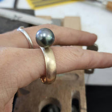 Load image into Gallery viewer, READY TO SHIP - Wide Band Pearl Ring with Graded Fiji Saltwater Pearl - 9k Solid Gold FJD$ - Adorn Pacific - Rings