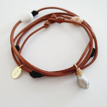 Load image into Gallery viewer, READY TO SHIP Wrapped Fiji Pearl & Shell Suede Leather Multi-way Bracelet / Necklace - FJD$ - Adorn Pacific - All Products