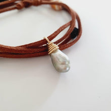 Load image into Gallery viewer, READY TO SHIP Wrapped Fiji Pearl & Shell Suede Leather Multi-way Bracelet / Necklace - FJD$ - Adorn Pacific - All Products
