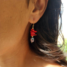Load image into Gallery viewer, READY TO SHIP Red Coral & Freshwater Pearl Earrings - 14k Gold Fill FJD$ - Adorn Pacific - All Products