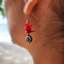 Load image into Gallery viewer, READY TO SHIP Red Coral & Freshwater Pearl Earrings - 14k Gold Fill FJD$ - Adorn Pacific - All Products