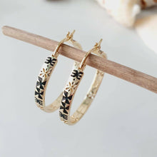 Load image into Gallery viewer, READY TO SHIP Tapa Hoop Earrings with Saltwater Pearls in 18k Gold Vermeil - FJD$ - Adorn Pacific - All Products