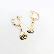 Load image into Gallery viewer, READY TO SHIP Huggie Earrings with Mermaid Charms - 14k Gold Fill FJD$
