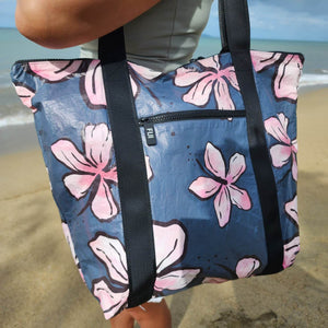 READY TO SHIP "Fiji Hibiscus" Large Water-Resistant Tote Bag - FJD$