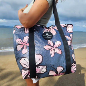 READY TO SHIP "Fiji Hibiscus" Large Water-Resistant Tote Bag - FJD$