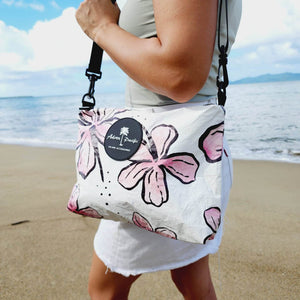 READY TO SHIP "Fiji Hibiscus" Medium Water-Resistant Pouch with removable Straps - FJD$