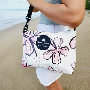 READY TO SHIP "Fiji Hibiscus" Medium Water-Resistant Pouch with removable Straps - FJD$