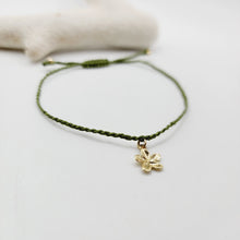 Load image into Gallery viewer, READY TO SHIP Frangipani Charm Bracelet - Solid 9k Yellow Gold and Nylon - FJD$

