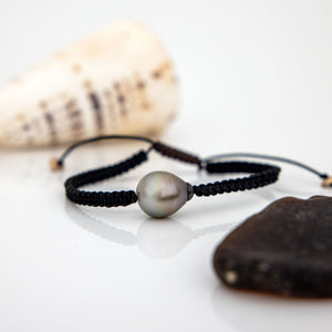 READY TO SHIP Unisex Civa Fiji Pearl Bracelet #0019 - Nylon & 9k Solid Gold Beads FJD$