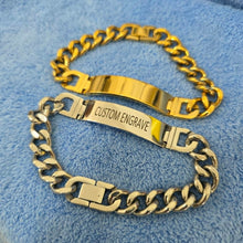Load image into Gallery viewer, Engravable Men's Bracelet - Silver or Gold Waterproof Stainless Steel FJD$
