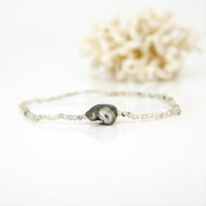 READY TO SHIP Fiji Keshi Pearl & Glass Bead Stretch Bracelet - FJD$