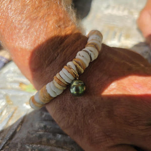 READY TO SHIP Fiji Saltwater Pearl & Shell Money Stretch Bracelet FJD$