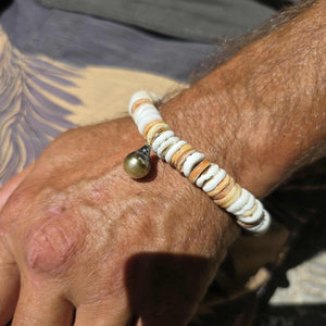 READY TO SHIP Fiji Saltwater Pearl & Shell Money Stretch Bracelet FJD$