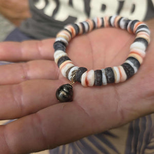 READY TO SHIP Fiji Saltwater Pearl & Shell Money Stretch Bracelet FJD$