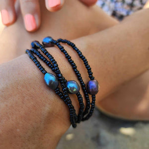 READY TO SHIP Stretch Freshwater Pearl & Bead Wrap Bracelet FJD$