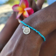 READY TO SHIP Hibiscus Charm & Bead Bracelet - 14k Gold Fill FJD$
