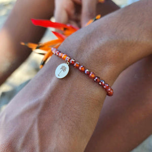 READY TO SHIP Palm Tree Charm & Bead Bracelet - 14k Gold Fill FJD$