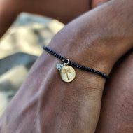 READY TO SHIP Palm Tree Charm & Bead Bracelet - 14k Gold Fill FJD$