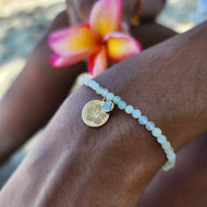 READY TO SHIP Hibiscus Charm & Bead Bracelet - 14k Gold Fill FJD$