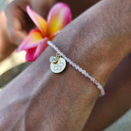 READY TO SHIP Frangipani Charm & Bead Bracelet - 14k Gold Fill FJD$