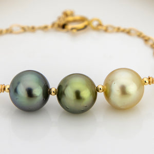 CONTACT US TO RECREATE THIS SOLD OUT STYLE Civa Fiji Saltwater Graded Pearl Trio Bracelet - 14k Gold Fill FJD$