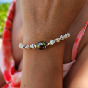 READY TO SHIP Civa Fiji Saltwater Pearl & Shell Bracelet - 14k Gold Fill FJD$