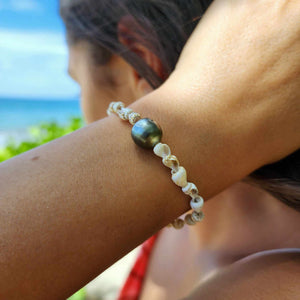 READY TO SHIP Civa Fiji Saltwater Pearl & Shell Bracelet - 14k Gold Fill FJD$