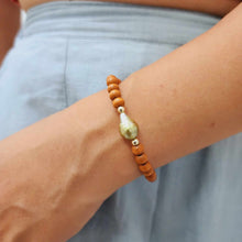 Load image into Gallery viewer, READY TO SHIP Wooden Bead Saltwater Pearl Bracelet in 14k Gold Fill - FJD$
