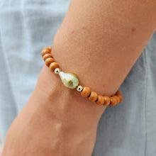 Load image into Gallery viewer, READY TO SHIP Wooden Bead Saltwater Pearl Bracelet in 14k Gold Fill - FJD$
