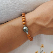 Load image into Gallery viewer, CONTACT US TO RECREATE THIS SOLD OUT STYLE Wooden Bead Saltwater Pearl Bracelet in 14k Gold Fill - FJD$

