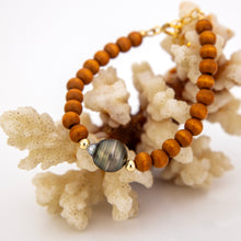 Load image into Gallery viewer, CONTACT US TO RECREATE THIS SOLD OUT STYLE Wooden Bead Saltwater Pearl Bracelet in 14k Gold Fill - FJD$
