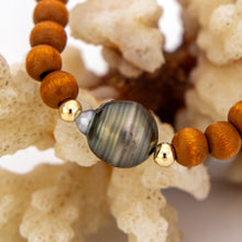 Load image into Gallery viewer, CONTACT US TO RECREATE THIS SOLD OUT STYLE Wooden Bead Saltwater Pearl Bracelet in 14k Gold Fill - FJD$
