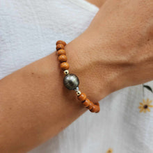 Load image into Gallery viewer, CONTACT US TO RECREATE THIS SOLD OUT STYLE Wooden Bead Saltwater Pearl Bracelet in 14k Gold Fill - FJD$
