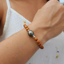 Load image into Gallery viewer, CONTACT US TO RECREATE THIS SOLD OUT STYLE Wooden Bead Saltwater Pearl Bracelet in 14k Gold Fill - FJD$
