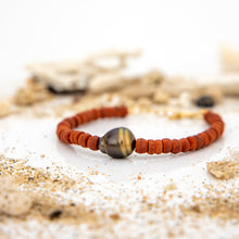 Load image into Gallery viewer, READY TO SHIP Wooden Bead Saltwater Pearl Bracelet in 14k Gold Fill - FJD$

