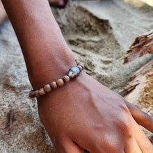 Load image into Gallery viewer, READY TO SHIP Wooden Bead Saltwater Pearl Bracelet in 14k Gold Fill - FJD$
