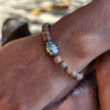 Load image into Gallery viewer, READY TO SHIP Wooden Bead Saltwater Pearl Bracelet in 14k Gold Fill - FJD$
