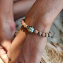 Load image into Gallery viewer, READY TO SHIP Wooden Bead Saltwater Pearl Bracelet in 14k Gold Fill - FJD$

