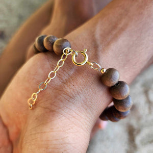 CONTACT US TO RECREATE THIS SOLD OUT STYLE Wooden Bead Saltwater Pearl Bracelet in 14k Gold Fill - FJD$