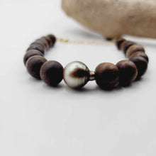 Load image into Gallery viewer, CONTACT US TO RECREATE THIS SOLD OUT STYLE Wooden Bead Saltwater Pearl Bracelet in 14k Gold Fill - FJD$
