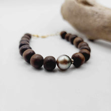 Load image into Gallery viewer, CONTACT US TO RECREATE THIS SOLD OUT STYLE Wooden Bead Saltwater Pearl Bracelet in 14k Gold Fill - FJD$
