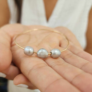 READY TO SHIP Freshwater Pearl Bangle - 14k Gold Fill FJD$