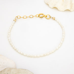 READY TO SHIP Freshwater Rice Pearl Bracelet - 14k Gold Fill FJD$