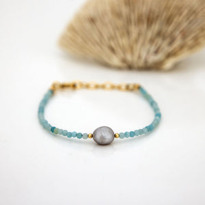 READY TO SHIP Freshwater Pearl & Bead Bracelet - 14k Gold Fill FJD$