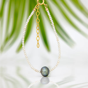READY TO SHIP Freshwater Pearl Bracelet with Civa Fiji Pearl - 14k Gold Fill FJD$